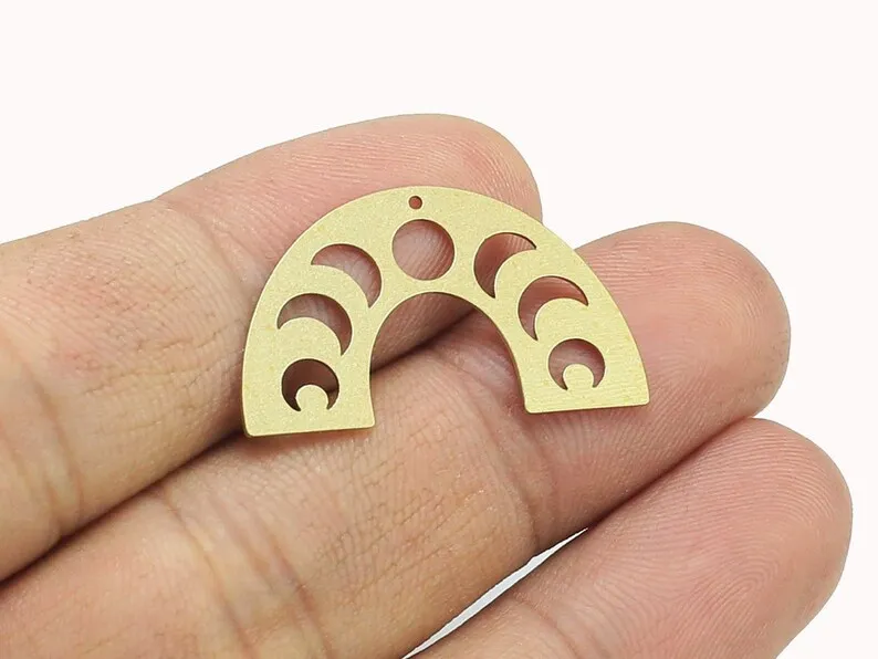 6pcs Moon Phase Earring Charm, Arched Brass Charms, 30x17x0.65mm, U shaped, Earring Accessories, Jewelry Making - R1987