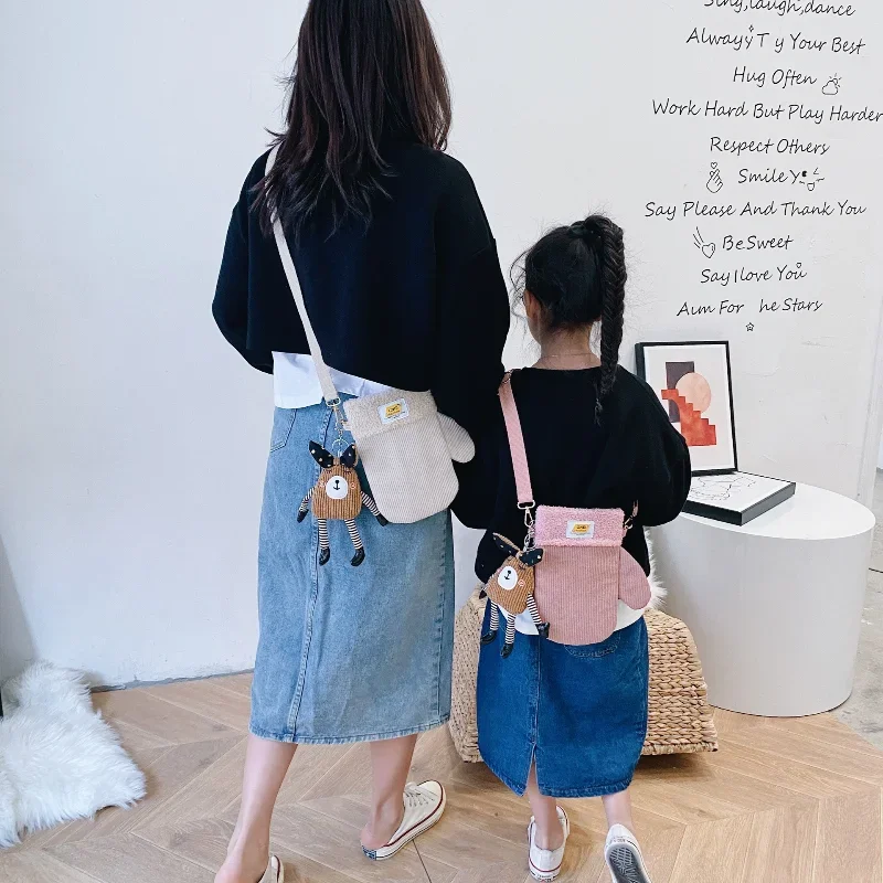 Children Messenger Bags Diagonal Crossbody Bags Backpack Cute Bag Casual Plush Bag Mother Kids Bags for Girl Women Shoulder Bag