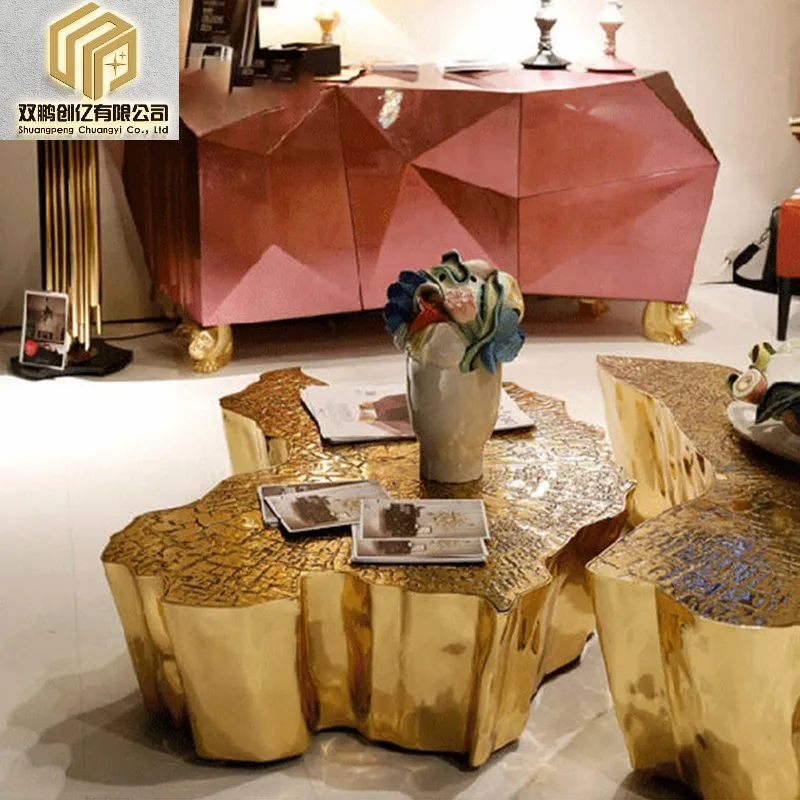 

European High End Coffee Table Living Room Furniture Art Design Center Table Luxury Gold Coffee Table