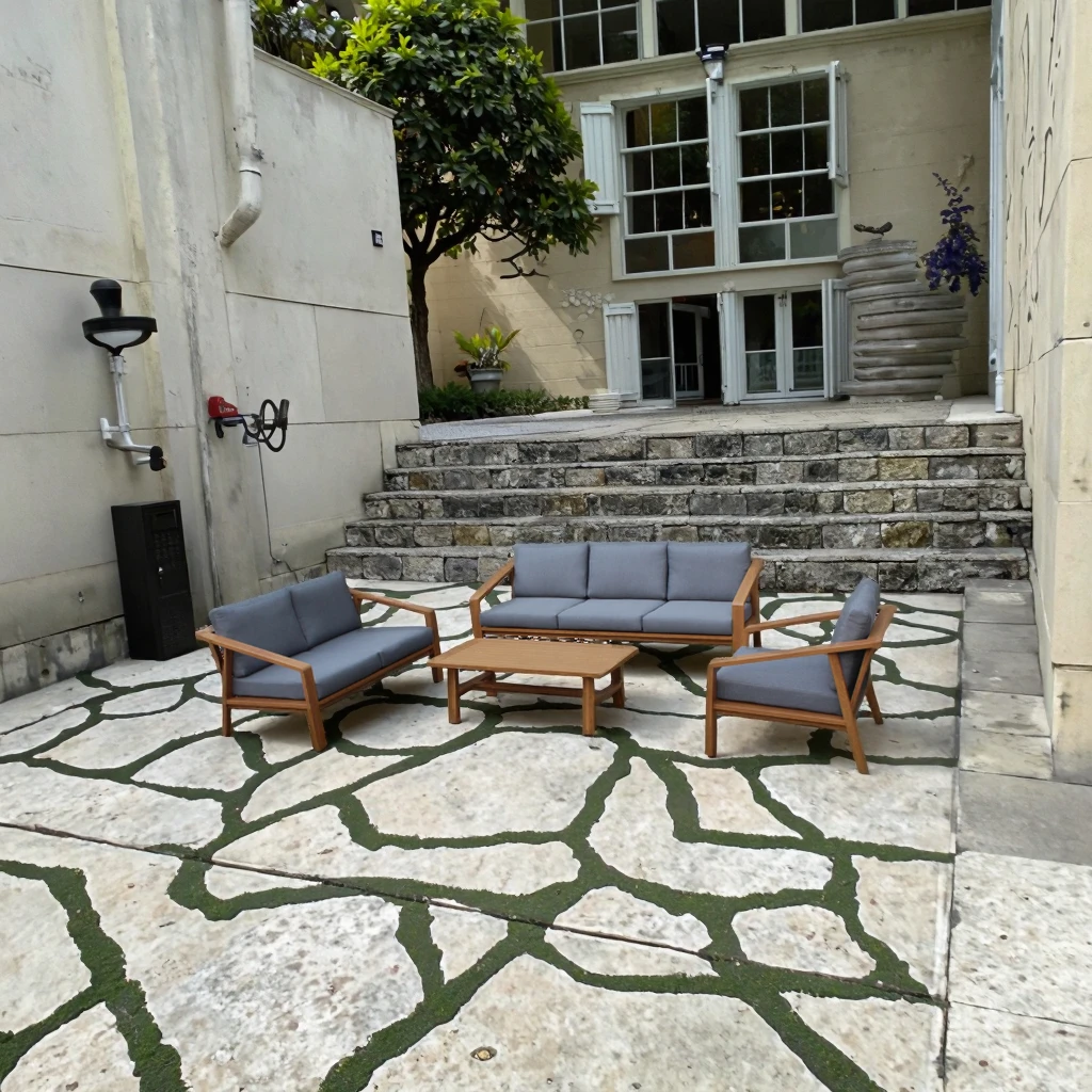 Modern Vintage Rectangle Aluminum Garden Sofa Set with Steady Patio Coffee Tables for Home Furnishing and Living Room Use