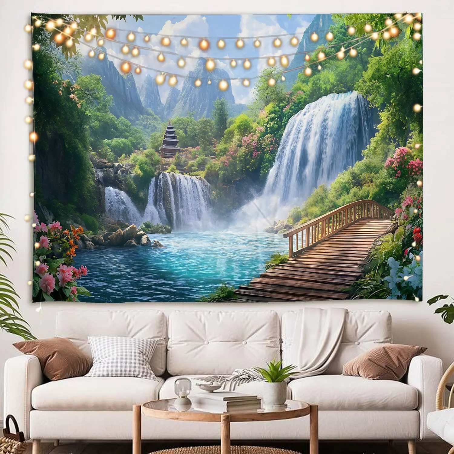 جميلة 3D شلال المناظر الطبيعية زخرفة الخلفية نسيج ديكور غرفة المعيشة المنزلي خلفية الديكور