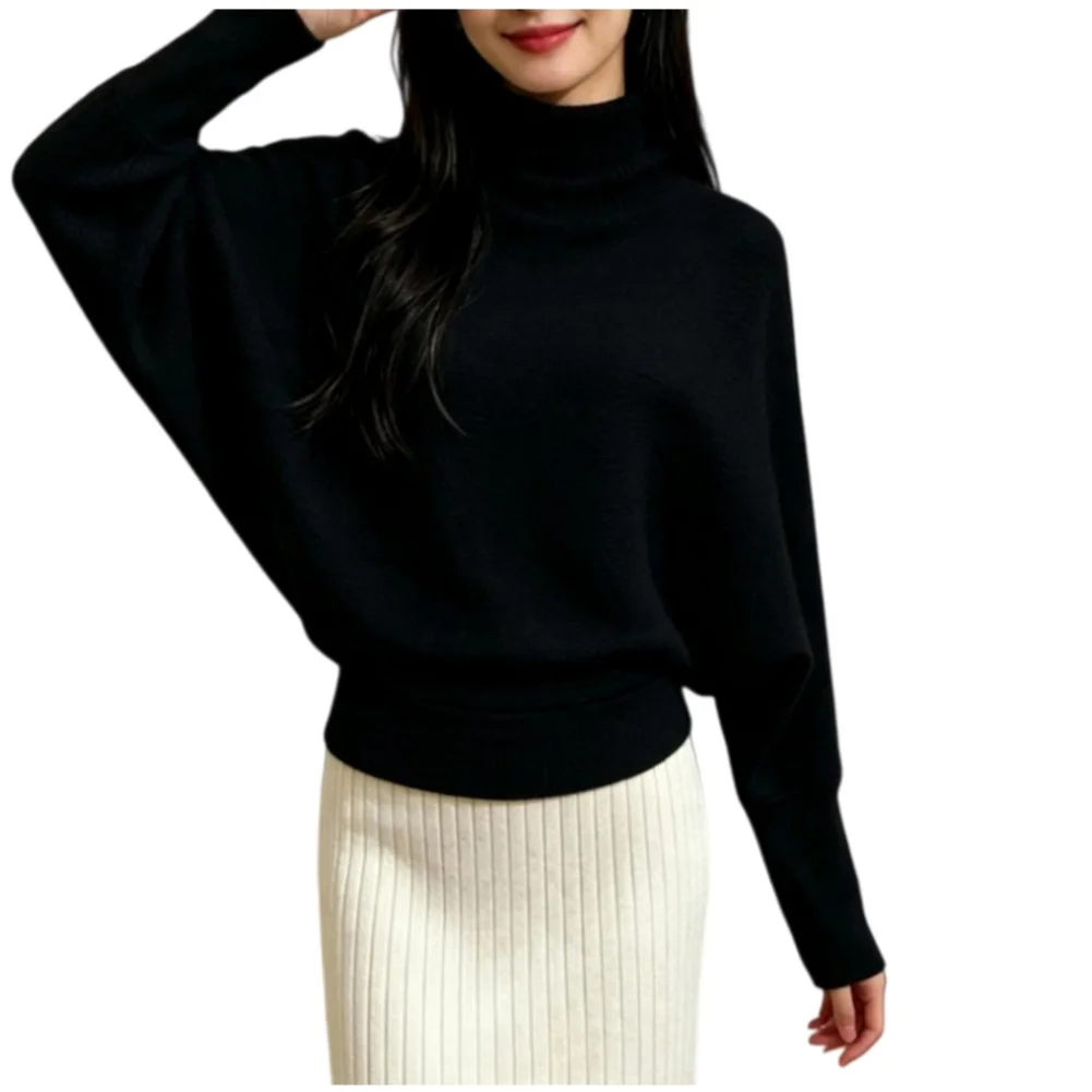 For Spring Summer Autumn Winter Regular Length Pullover Women Half High Neck Pullover For Daily Commute And Work
