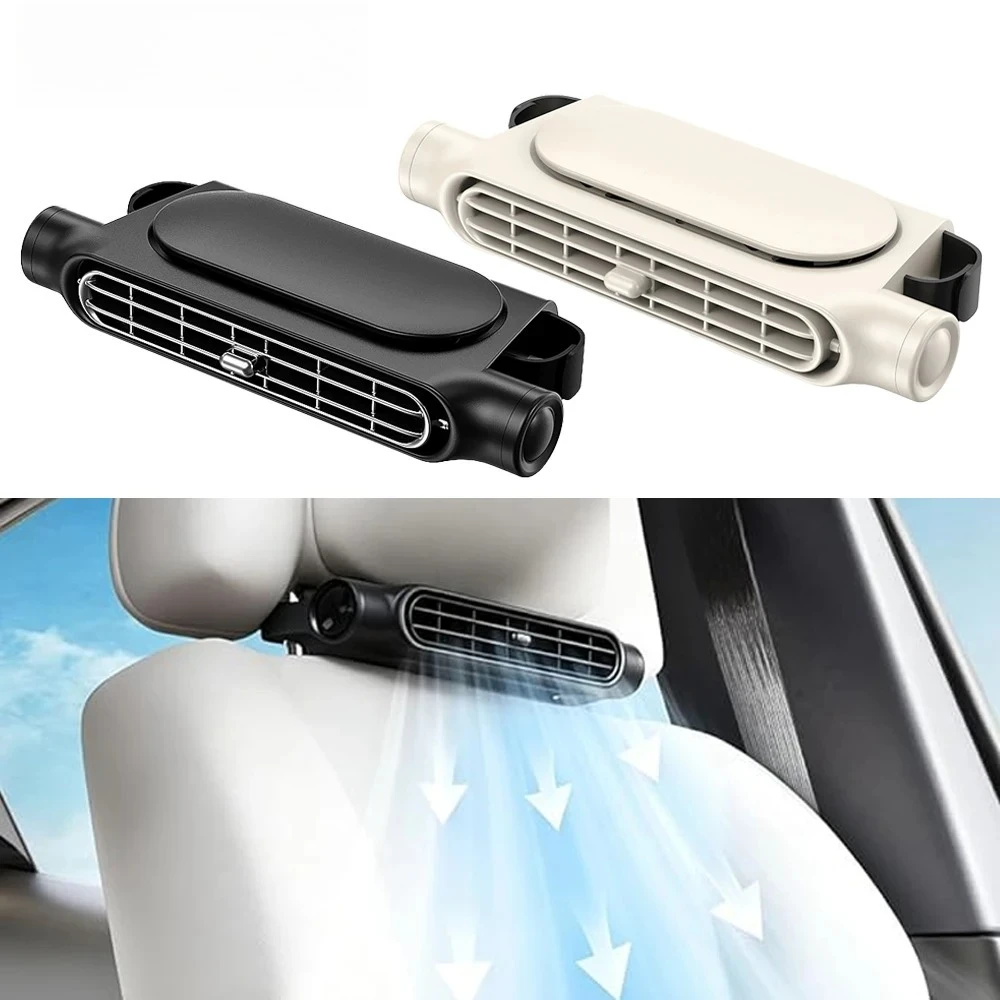 3 Speed Adjustable USB Car Seat Cooling Fan Built-in 3000mAh Battery Portable Headrest Air Cooler Auto Interior Accessory