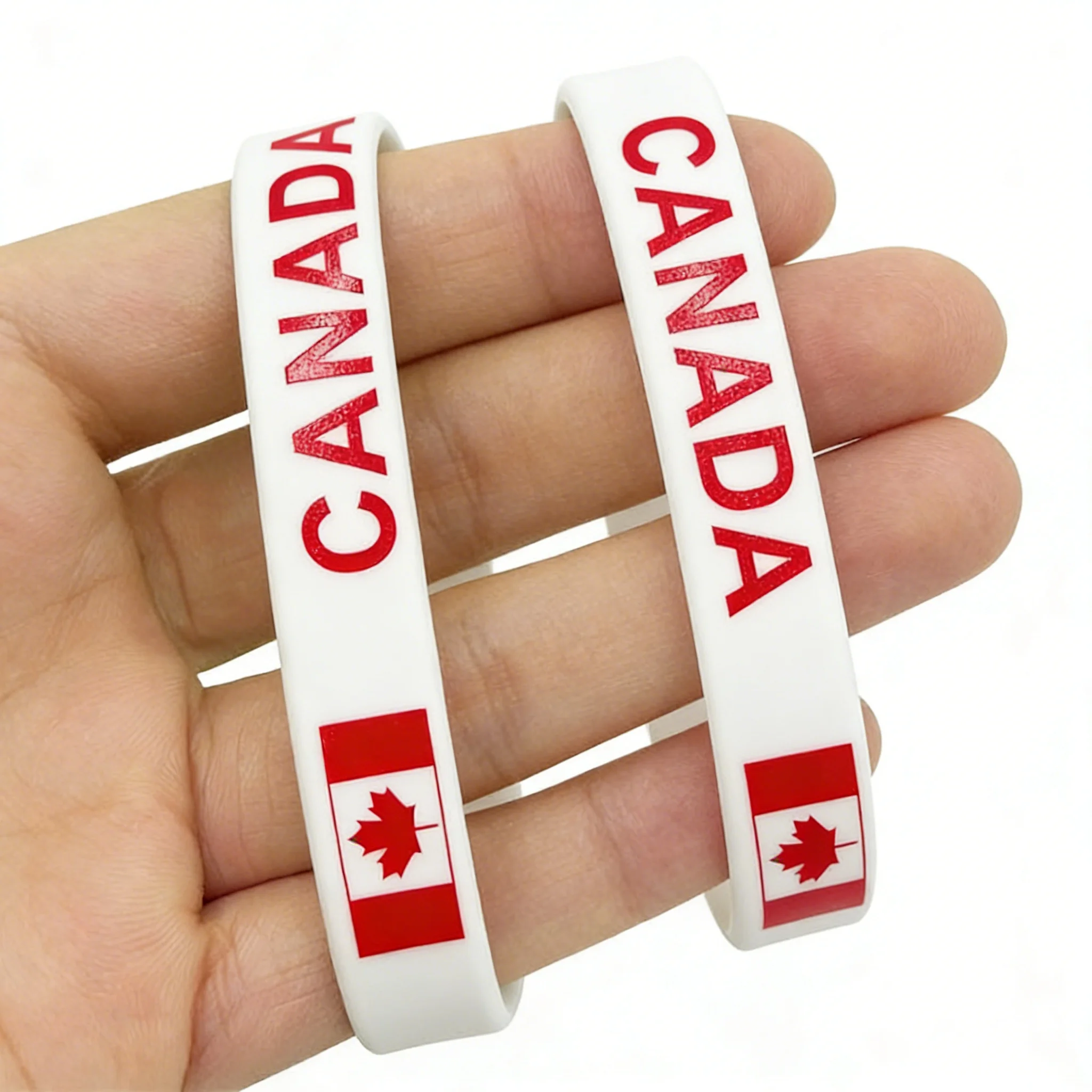 100PCS Canada Flag Silicone Wristband, 2026 North America Football Match Fan Souvenir, Soccer Cheer Accessory Bracelet