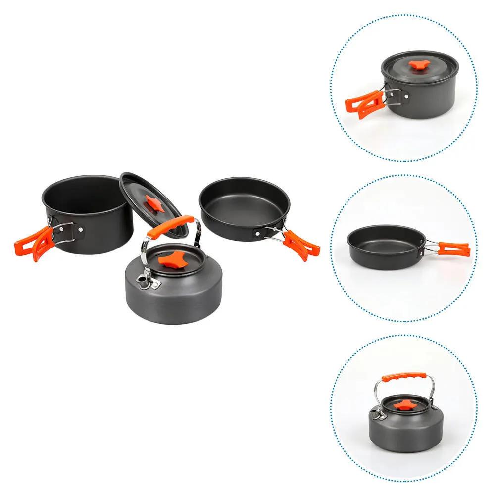 

1Set Lightweight Outdoor Camping Cookware Kit Portable Aluminum Alloy Pot Pan Kettle for Picnic Hiking Camping Supplies
