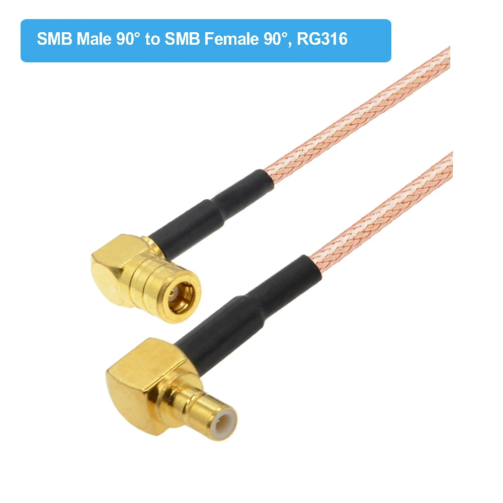 Elbow 90 Degree SMB Male Plug to Female Rigtht Agnel Jack RG316 50 Ohm RF Coaxial Cable Satellite Radio Extension Cord Jumper