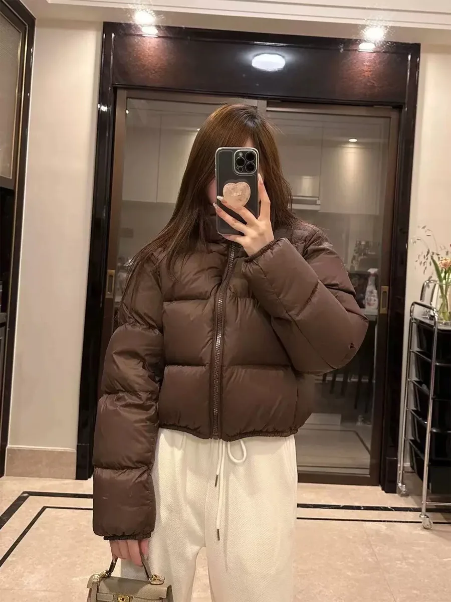 Short Coats Parkas Women Zipper Jackets Full Sleeve Thick Warm Jacket Y2k Streetwear Elegant Work Solid Coat Autumn Winter 2025