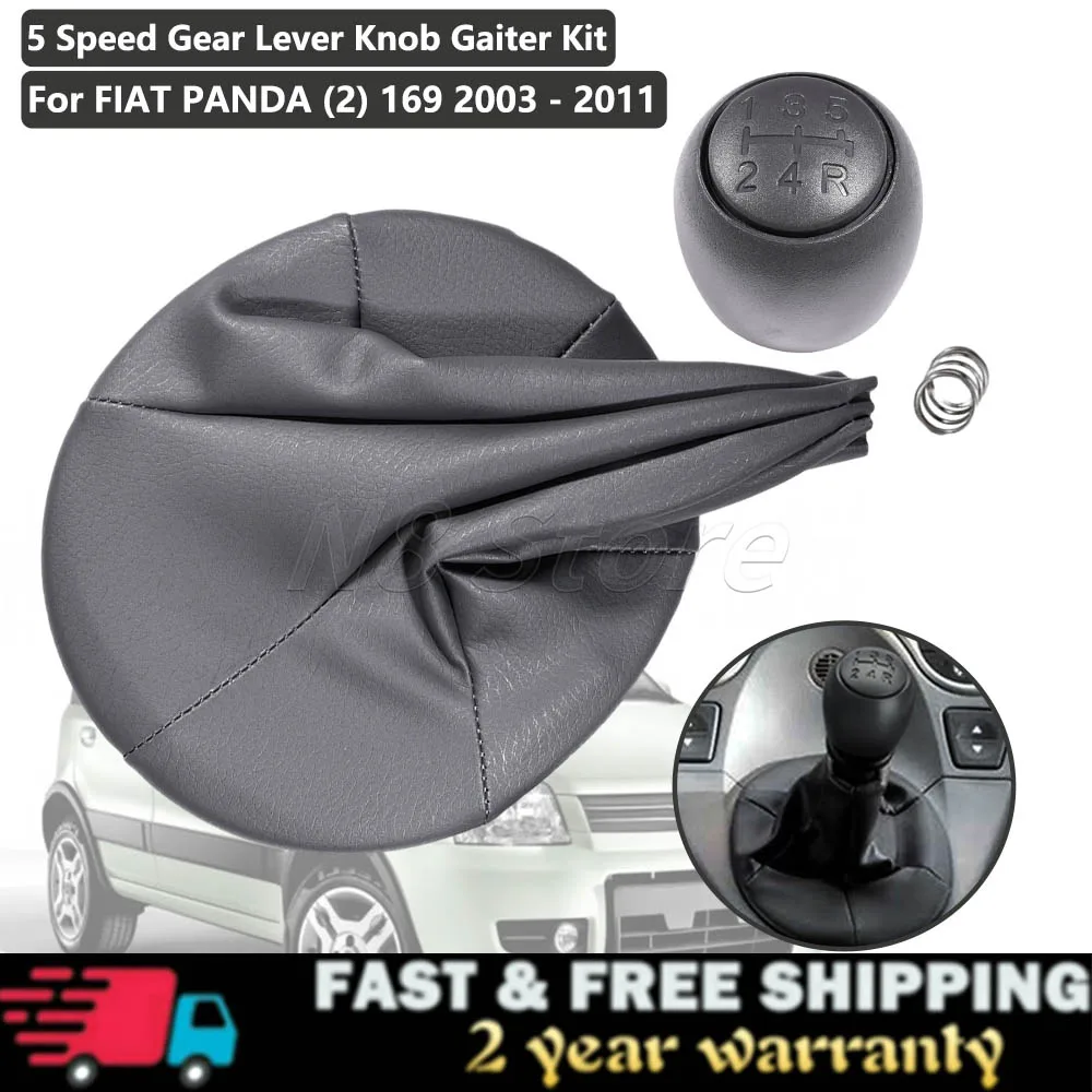 For Fiat Panda (2) 169 2003-2011 5 Speed Gear Shift Knob Lever Shifter Gaiter Boot Cover Gear Lever Knob Gaiter Kit