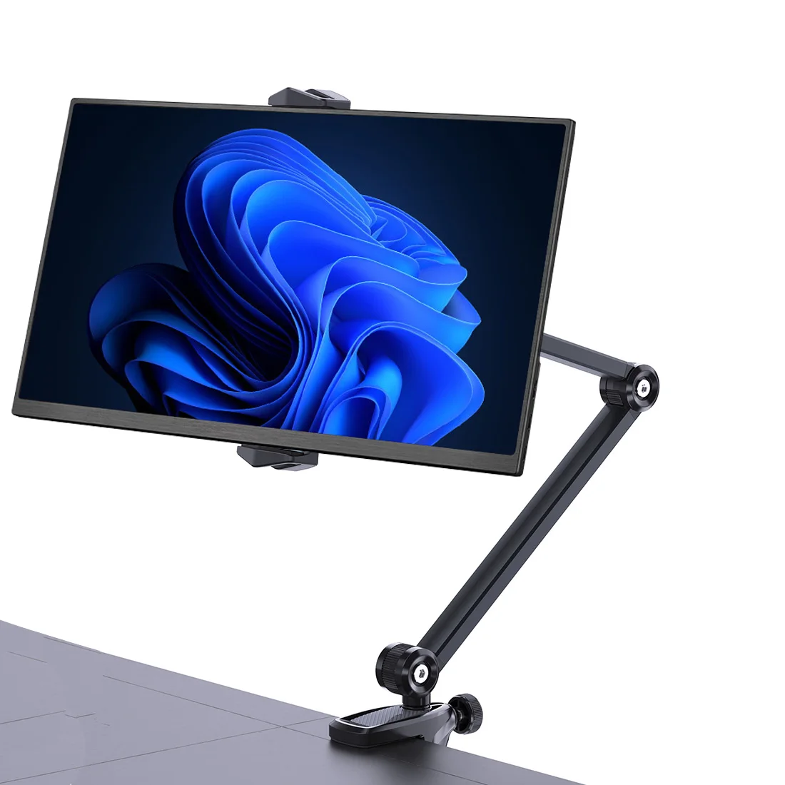 

Adjustable Portable Monitor Stand with Rotating Arm Clamp Desk Bed VESA Mount for 15.6 17.3 inch Gaming Expansion Screen