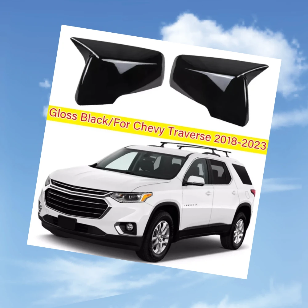 For Chevrolet Traverse 2018-2023 Car Sticker Rearview Side Mirror Cover Wing Cap Exterior Door Case Trim Carbon Fiber Black Auto