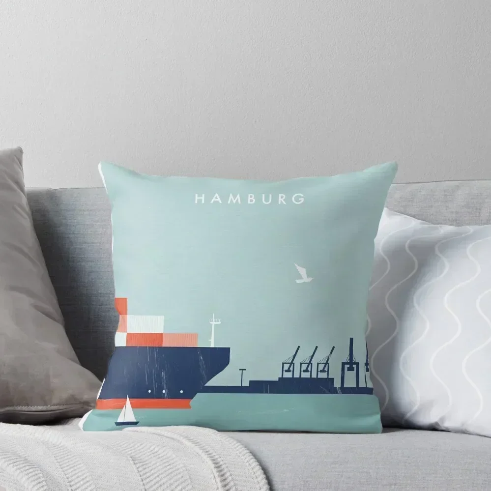 

Hamburg Travel Poster Throw Pillow autumn decoration Christmas Covers Pillow Covers Decorative pillow
