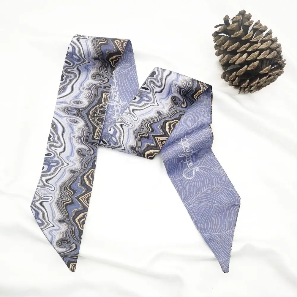 Novo floral bandana fita pintura a óleo lenços estilo chinês borboleta gravata cabelo