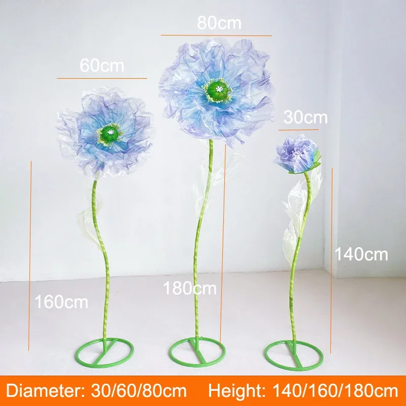 3Pcs Wedding Road Lead Flowers Artificial Flowers Silk Mesh Flower Decorative Stage Window Display Garden Decoration Home Decor
