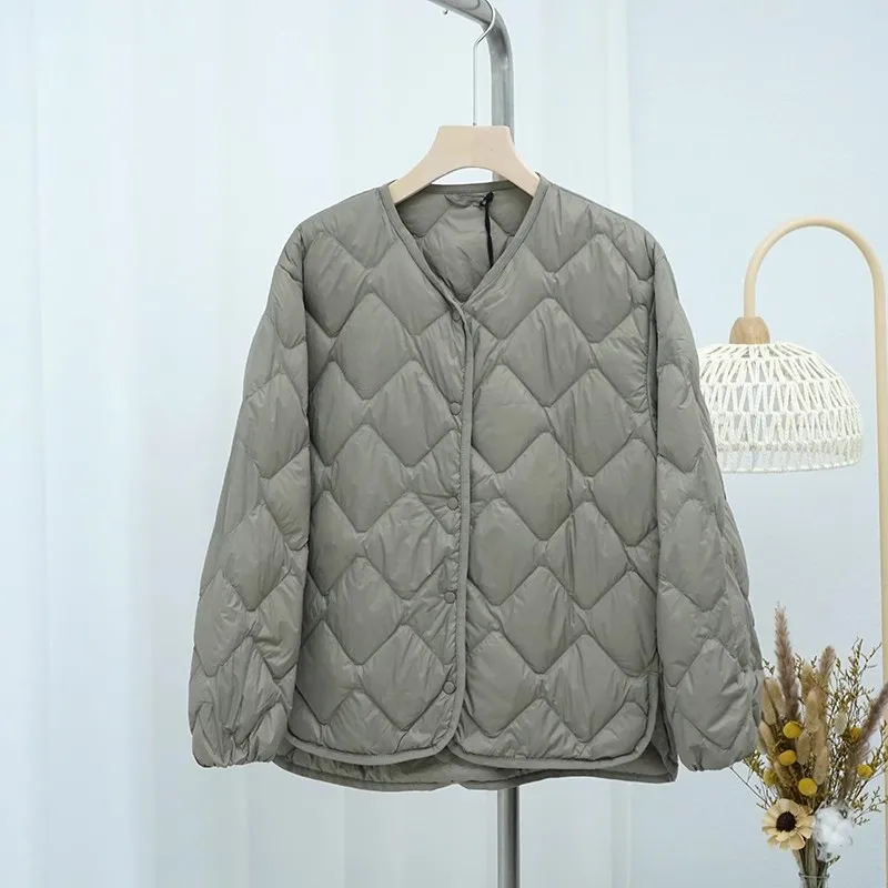 0-10℃ Women Duck Down Jackets 2024 New Autumn Winter Office Lady Ultralight Puffer Down Coat Windproof Feather Quilted Outerwear