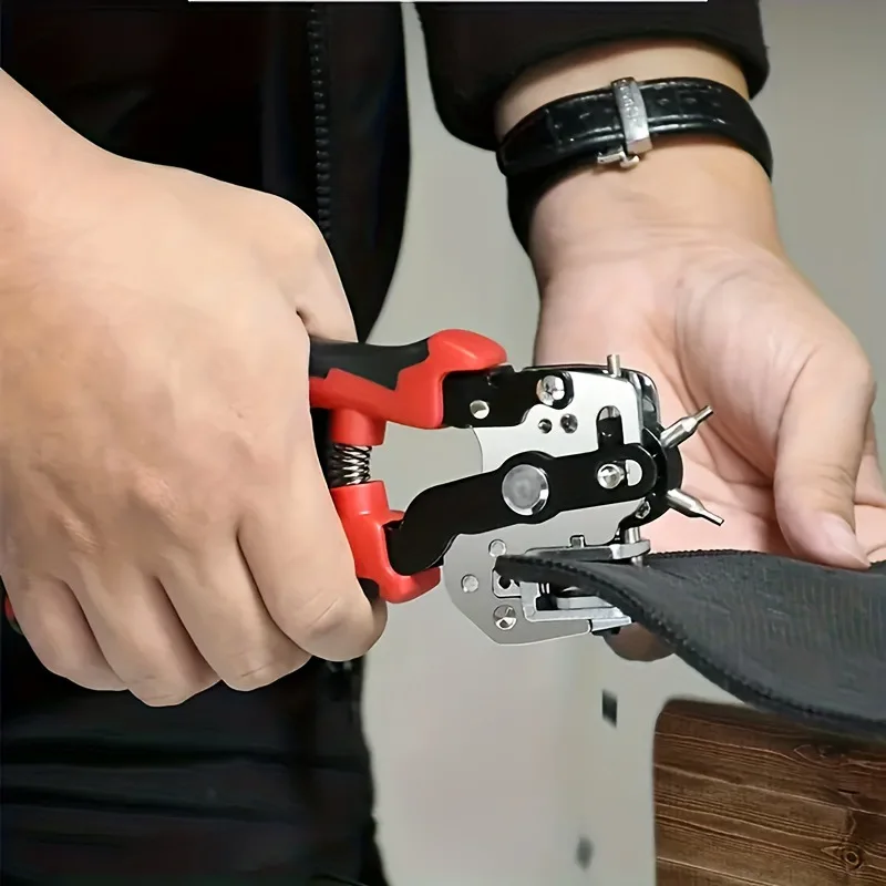 

Multi-function punch hole DIY belt leather perforated watch strap single round hole punching pliers
