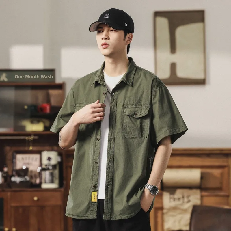 

New American Workwear irt Men's ort Sve Loose Summer Thin Outdoor Commuting Casual f Sve Versatile 833