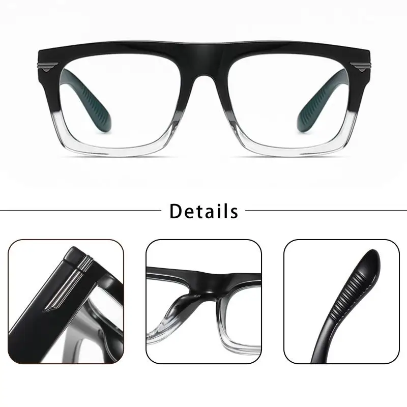 CATERSIDE Männer Anti Blaues Licht Gläser für Platz TR90 Rahmen Ultraleicht Retro Plain Gläser Trendy Myopie Computer Brillen Rahmen – Detail 5