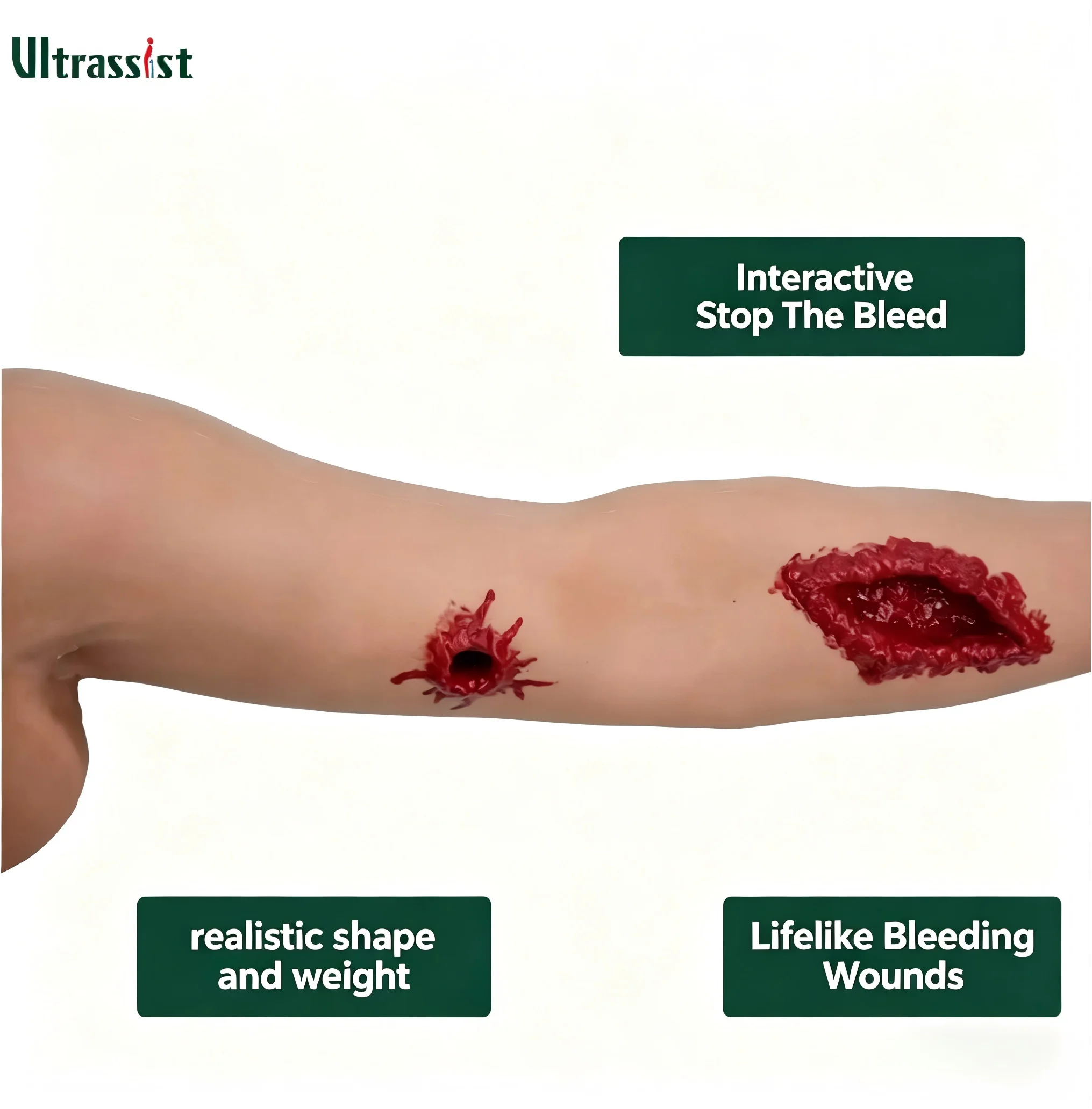 Ultrassist Multi-Wound Hemorrhage Control Arm Trainer Kit Tourniquet Deep Lacerations Wound Packing for Healthcare Professional
