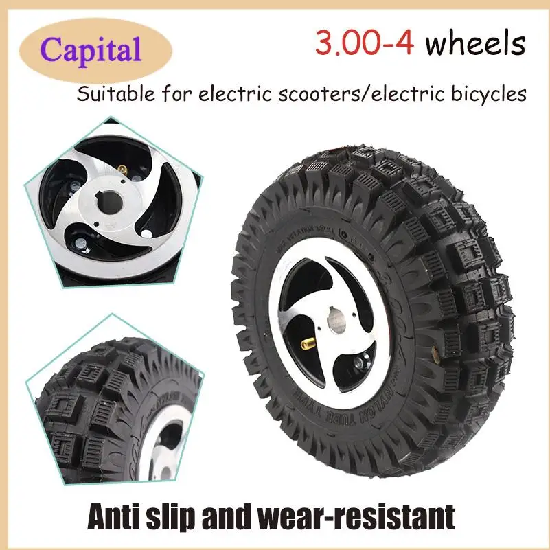 

Высококачественное резиновое переднее колесо электрического скутера 3,00-4, ступица обода из сплава шины и колеса с внутренней трубкой, газовый скутер, велосипед