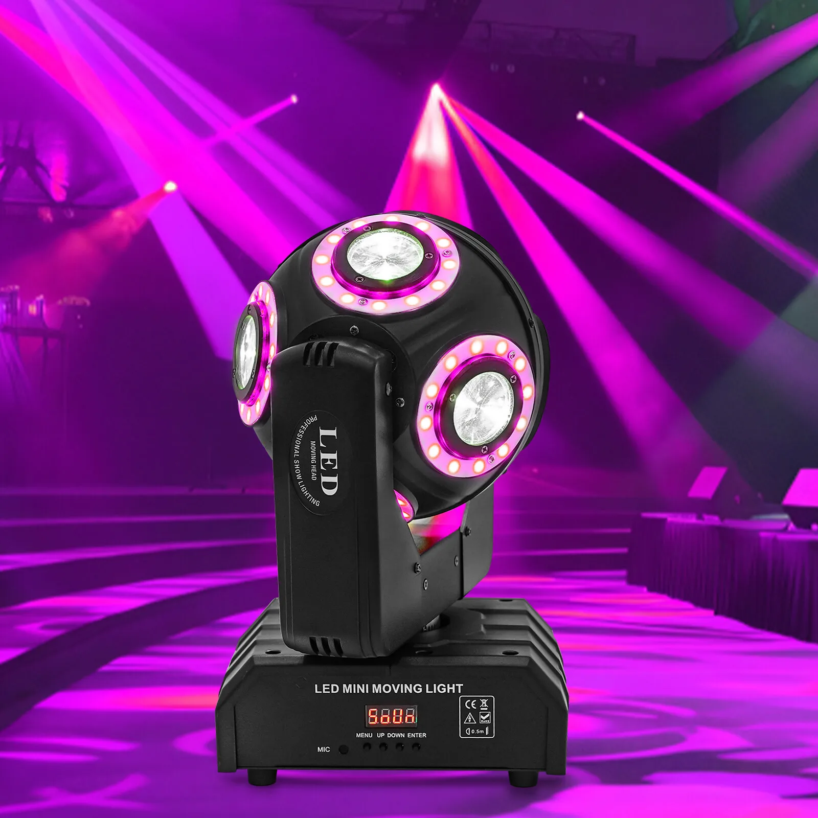 ضوء متحرك DJ مدمج 8 رؤوس، ضوء حفلة RGBW LED مع وضع Master-Slave، حجم صغير لتأثيرات مرحلة الزفاف في شريط KTV