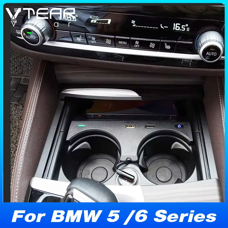 

Car Wireless Charger For BMW 5 Series / 6 Series G30 G38 G32 6GT Accessories 15W Fast Cell phone Charging Adapter 2018-2021
