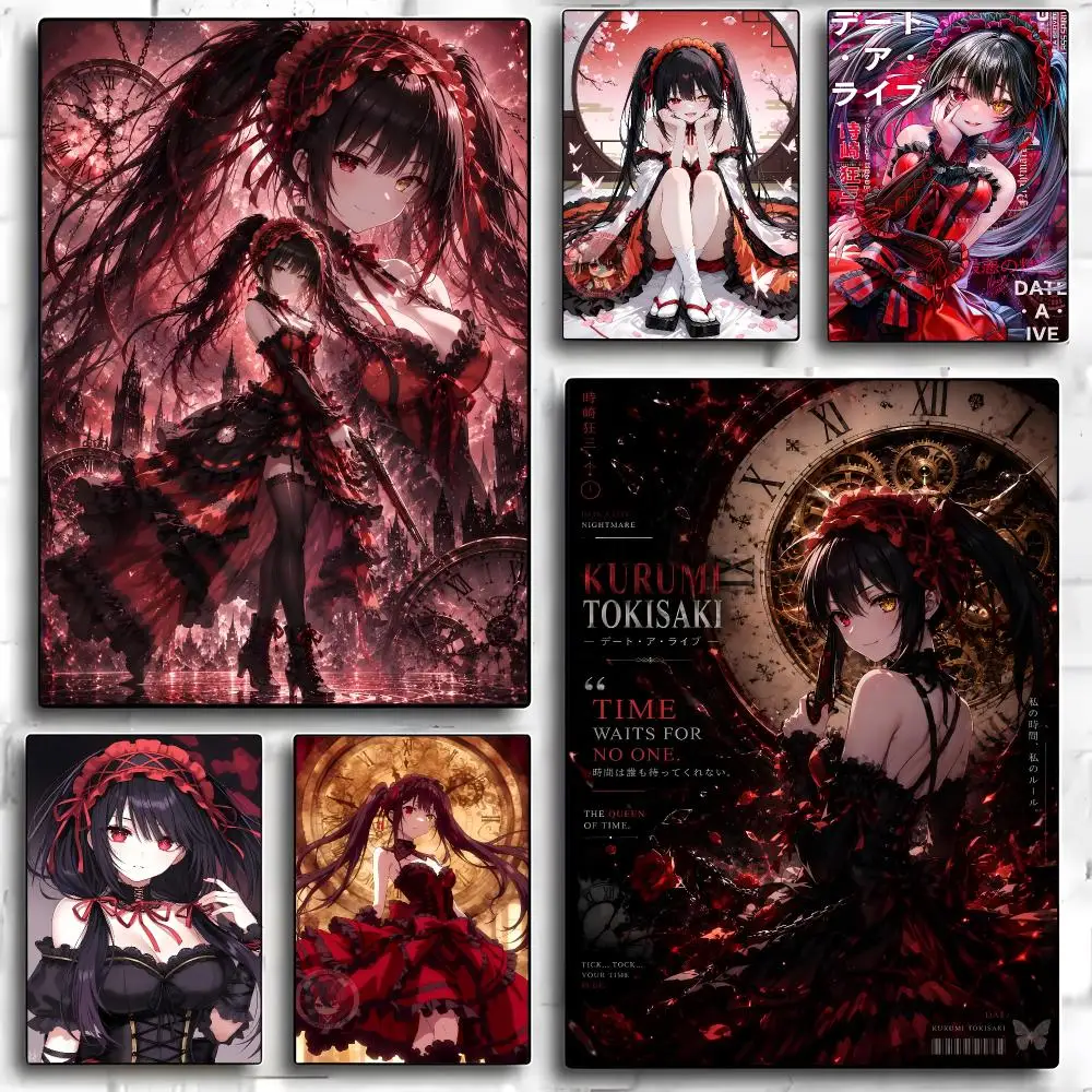Tokisaki Kurumi Anime Date A Live Poster HD Art Sticky Wall Room Decor Home Waterproof Home Living Bar Aesthetic Decoration