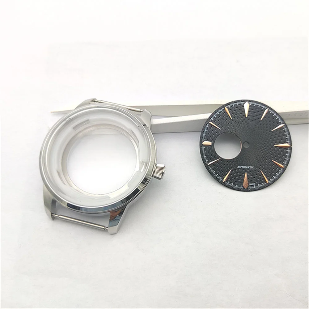 35mm modifica cassa dell'orologio in acciaio/quadrante singolo del calendario sostituzione accessori per guscio pressato per movimenti NH35/ NH35A/ NH36A/4R/38