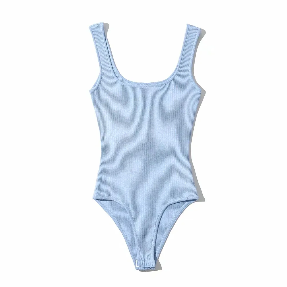 Gợi Cảm Cao Cấp Nữ Mùa Hè 2022 Bộ Trang Phục Thời Trang Bodysuit Nữ Dệt Kim Trắng Bodysuit Áo Bodycon Cơ Thể Phù Hợp Cho Phụ Nữ Nâu