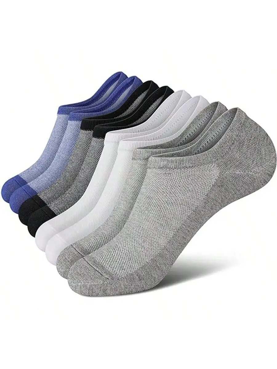 4 pairs of socks, men's summer socks, deodorizing and sweat absorbing, summer thin short tube, men's solid color breathable boat