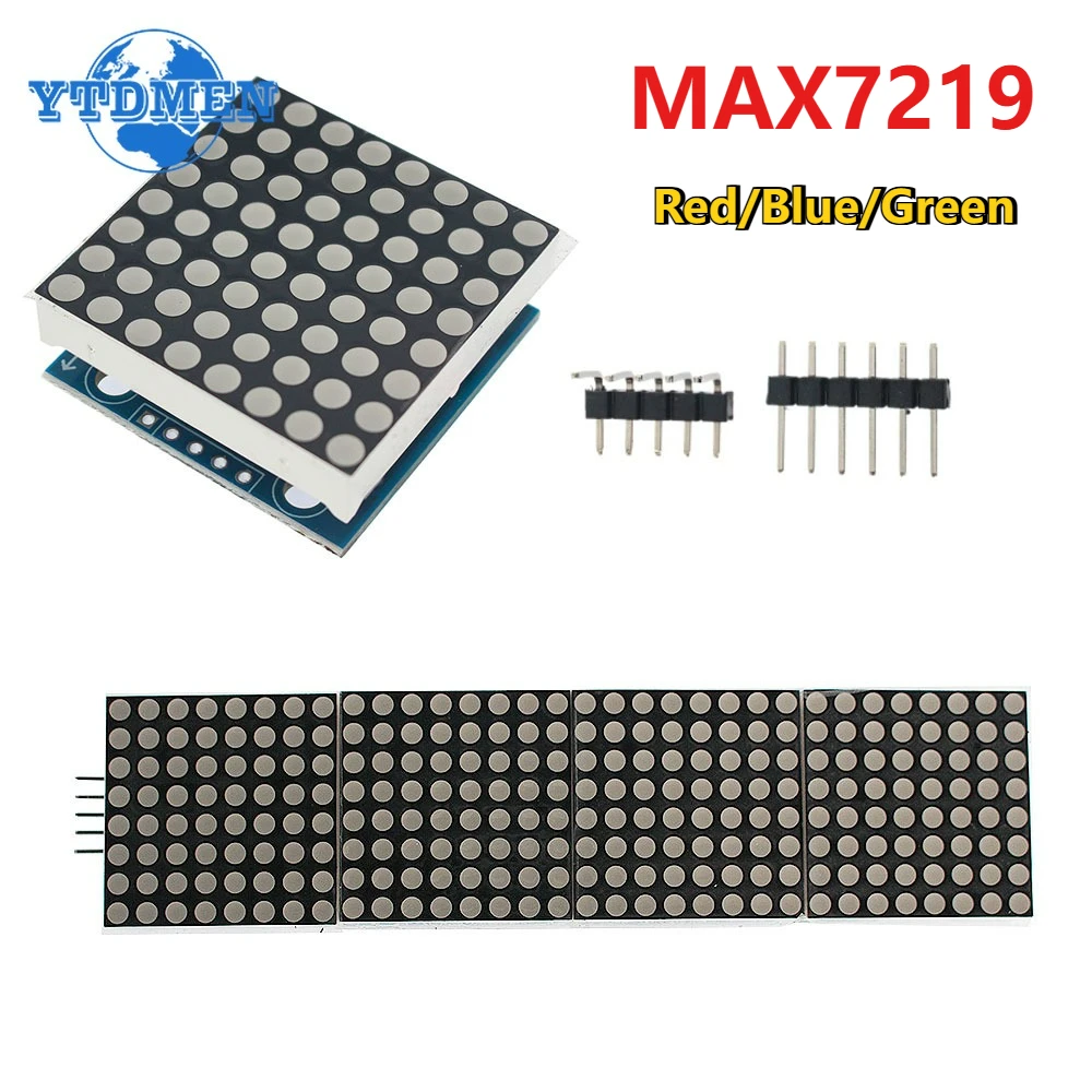 1 Uds MAX7219 módulo LED microcontrolador pantalla módulo de matriz de puntos 5V para Arduino DIY KIT 8x8 rojo/azul/verde