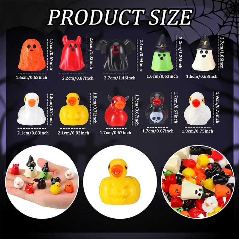 10/20 Pcs Mini Resin Halloween Ducks and Ghost Miniatures Figurines Bulk for Garden Fairy Micro Landscape Home DIY Decoration