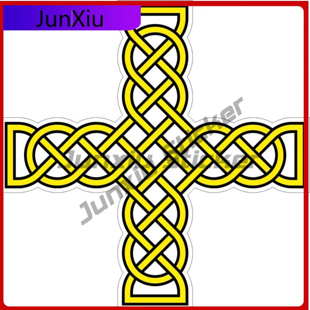 

Celtic Cross Irish Style Yellow Cross Knot Stickers X500 Motorcycle Stickers Pattern Custom Decals Car Scratch Cover Sticker Pvc
