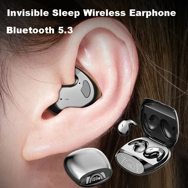 Sleep Invisible Earbuds Tiny Mini Headphones Hidden Noise Cancelling TWS cuffie Wireless sport Stereo Bluetooth 5.3 auricolare