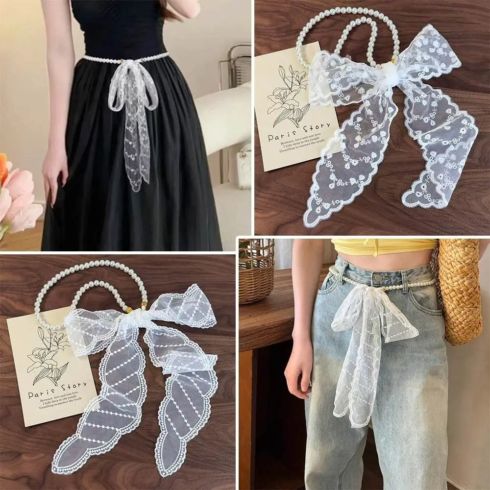 

Summer Pearl Lace Headband Fairy French Hair Ribbon Sweet Necklaces Hair Accessories for Women