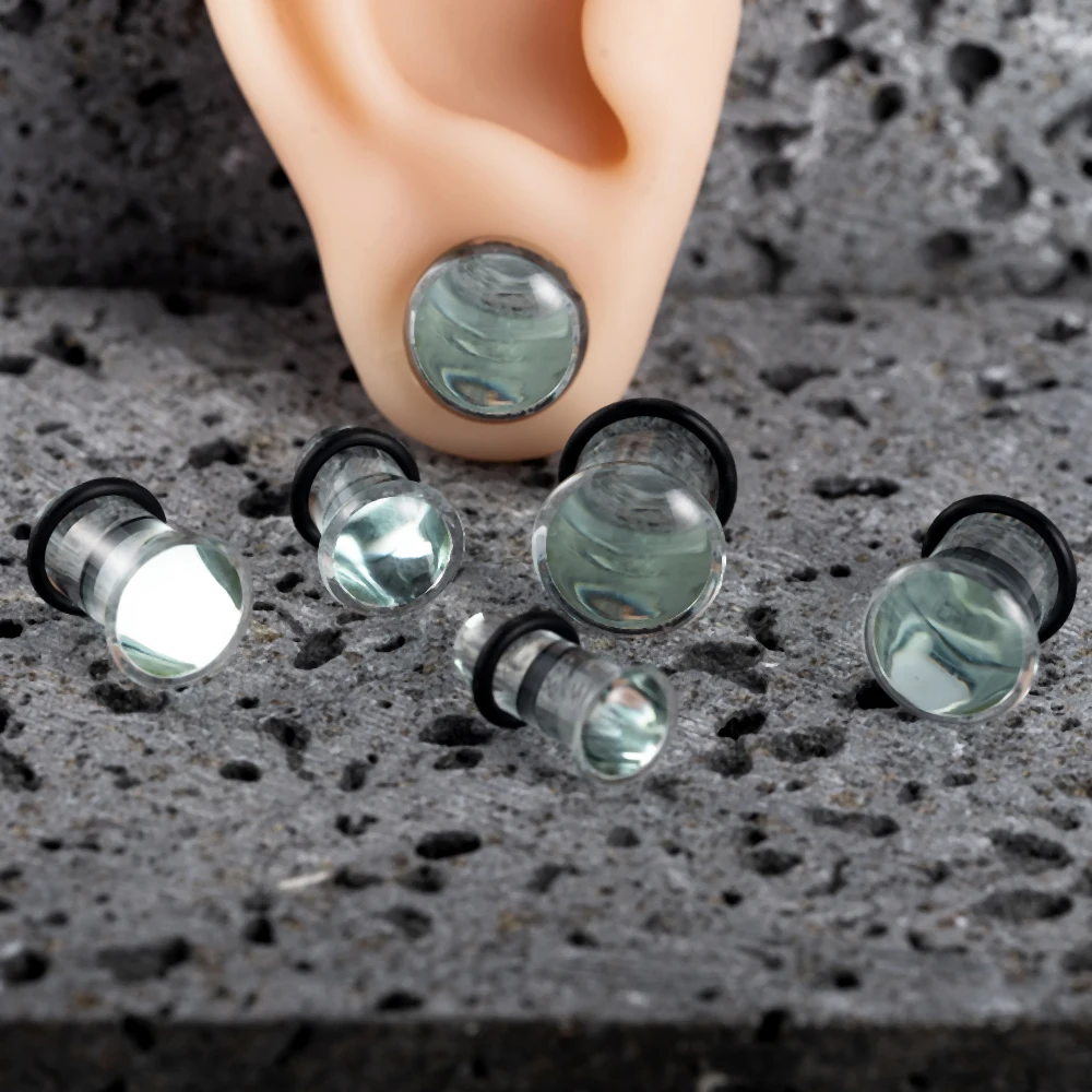 10/16/18pc Glass Ear Gauges Stretching Kit Short Taper Expander Comfy Dead Stretching Plugs with Rubber Rings Crazy Body Jewelry