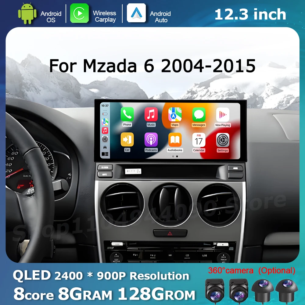 QLED سيارة شاشة عرض تعمل باللمس ل Mzada 6 2004 - 2015 أندرويد OS مشغل راديو الوسائط المتعددة DSP ستيريو نظام تحديد المواقع نافي اللاسلكية Carplay #1