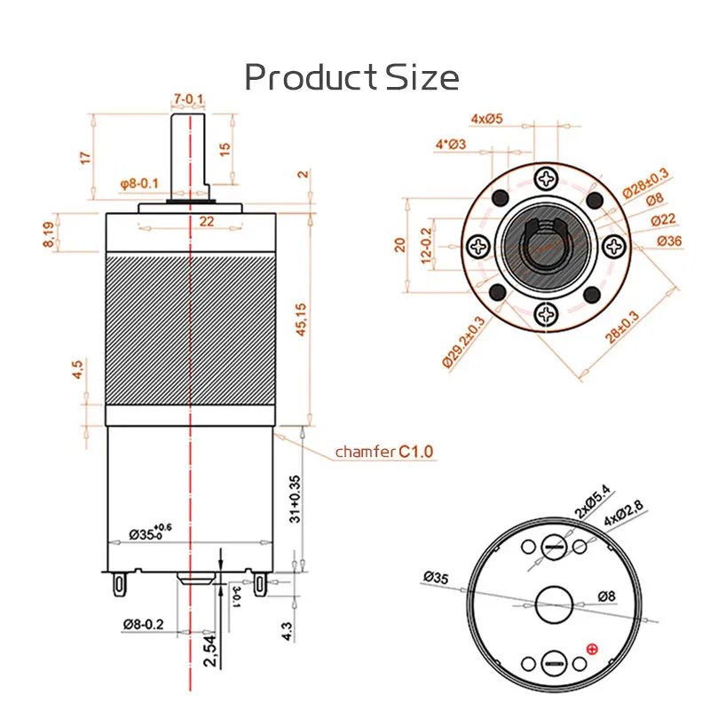 36GP-3530 Micro Planetary Reduction Gear DC Motor 12V~24V Forward And Reverse Torque up to 50KG.CM Full Metal Gear Brush Motor