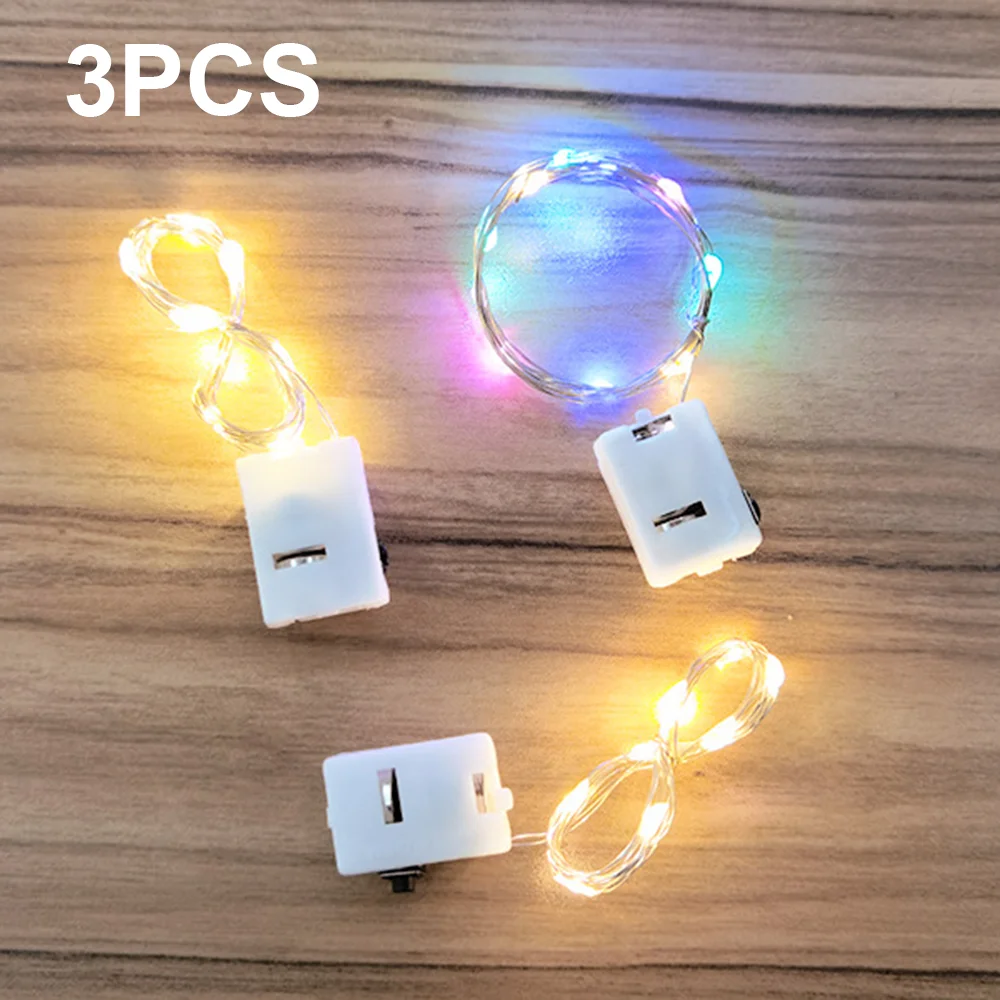 Inteligente piscando luzes LED string para restaurante, luzes rápidas e lentas com bateria de 3 botões, decoração para Natal e festa de casamento, 3PCs, 3PCs