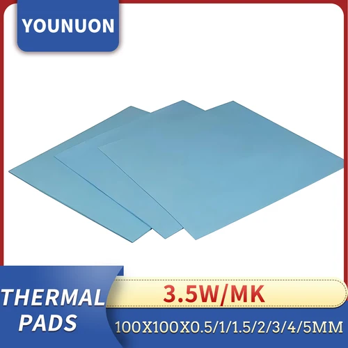 YOUNUON 100x100mm 0,5mm 1mm 1,5mm 2mm 3mm 4mm 5mm almohadilla térmica sin contacto CPU disipador de calor almohadilla de refrigeración térmica de silicona conductora