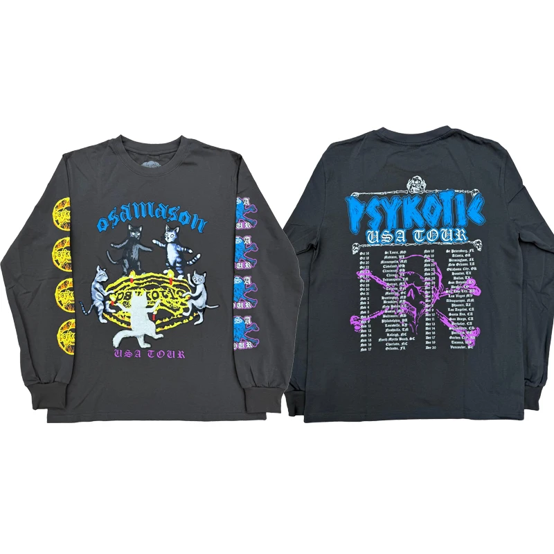 Osamason Psykotic Tour Limited  Print Long Sleeve T-Shirt Pure Cotton Standard Fit round Neck Unisex Breathable Comfortable