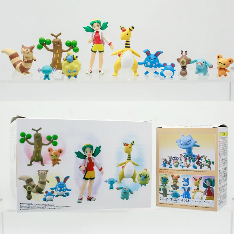 

Bandai Pokemon Blind Box Toys Kris Marill Ampharos Wooper Model Proportional World Pet Mini Figurines Desktop Ornament Kid Gifts