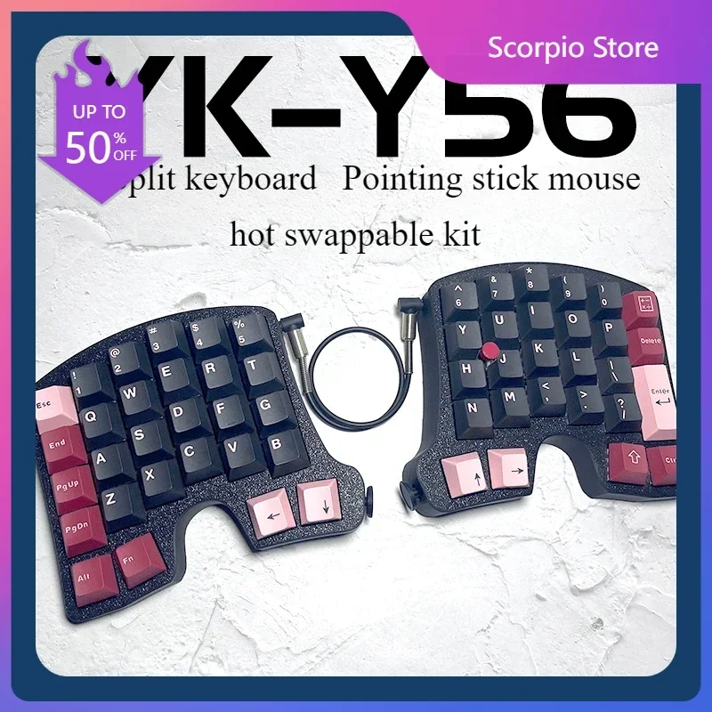 Corne YK-Y56 Red Dot Split Keyboard Kit Wired Custom Hot Swap Ergonomic Gaming Mechanical Keyboard Kit ThinkPad Pointing Stick