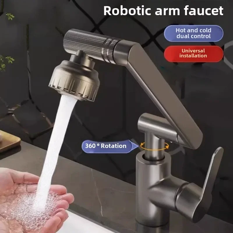 

Washbasin Mixer Tap, Household Bathroom and Kitchen Sink, Hot and Cold Water Mixer, Mechanical Arm Faucet for Versatile Use