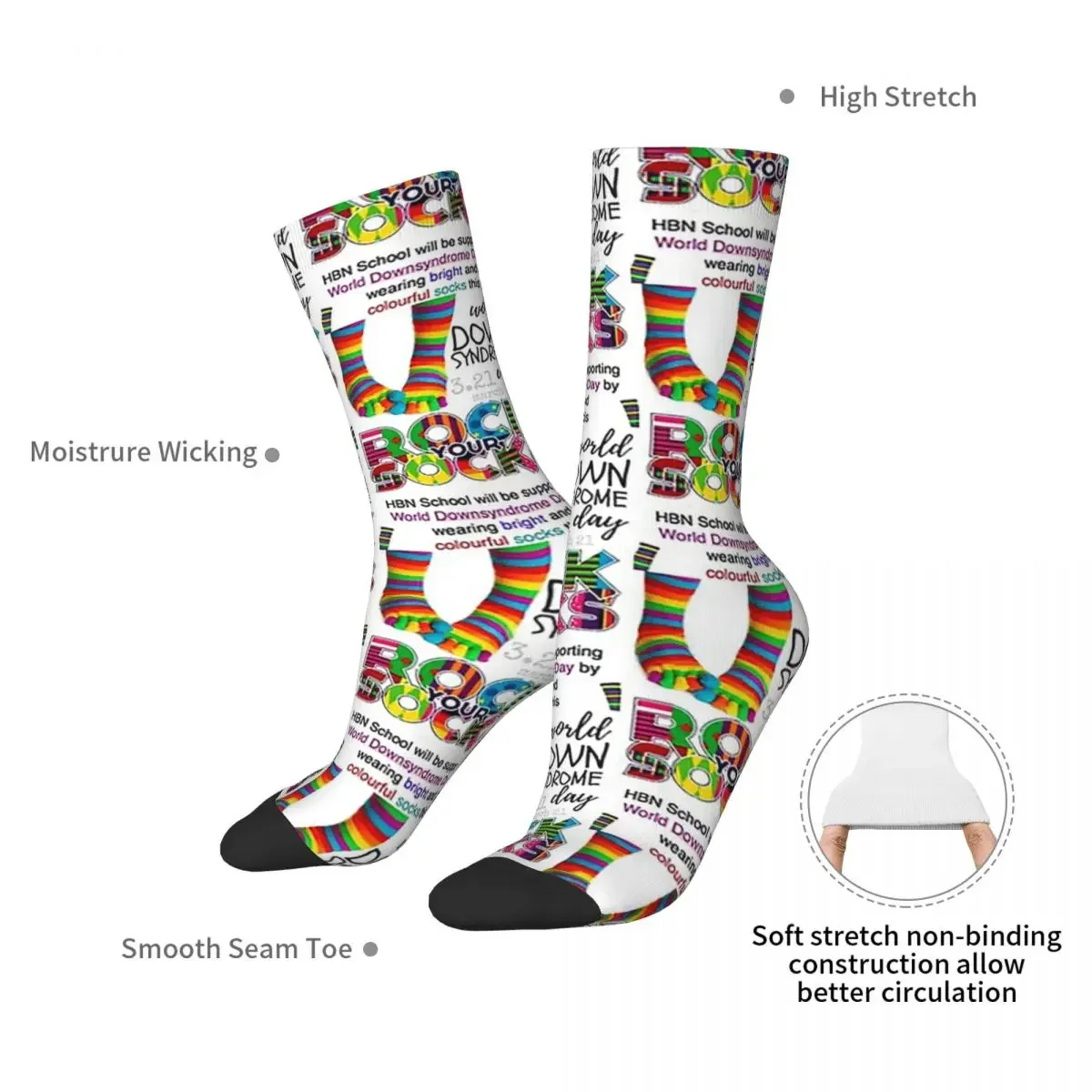 21 March Down Day Socks Harajuku High Quality Stockings All Season Long Socks for Unisex Birthday Present