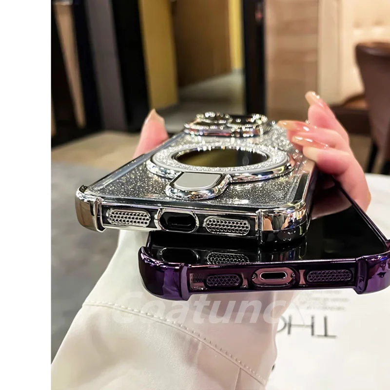 Für Xiaomi Redmi 15C Hinweis 15 Hinweis 14 Pro Plus 14C POCO C85 5G Fall Glitter Spiegel Magnetische halterung Telefon Halter Armband Abdeckung – Detail 10
