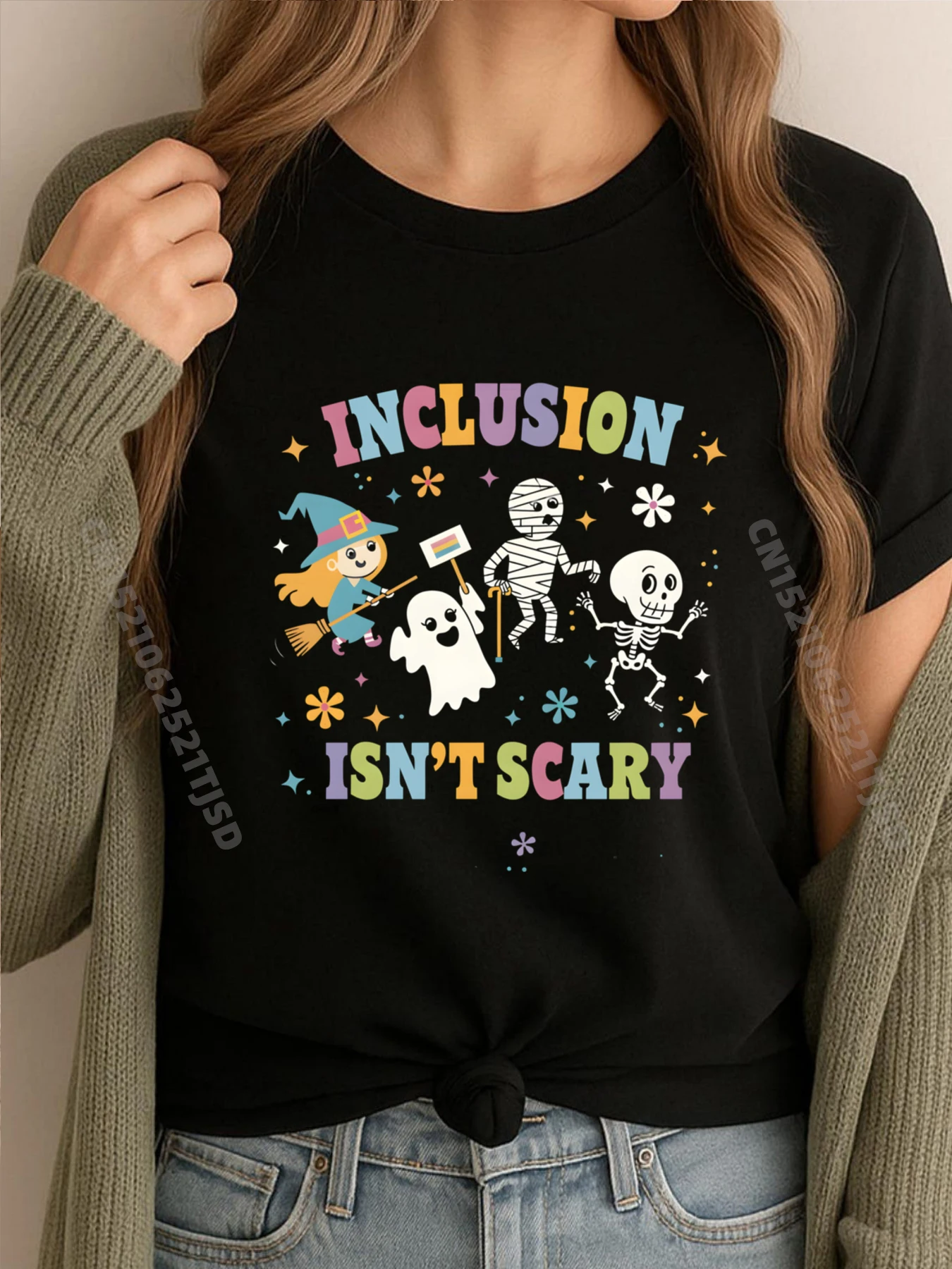 

Halloween Slp Squad Sped Teacher Inclusion Isn T Scary Vintage T Shirt Woman Cotton T Shirt Woman Gift