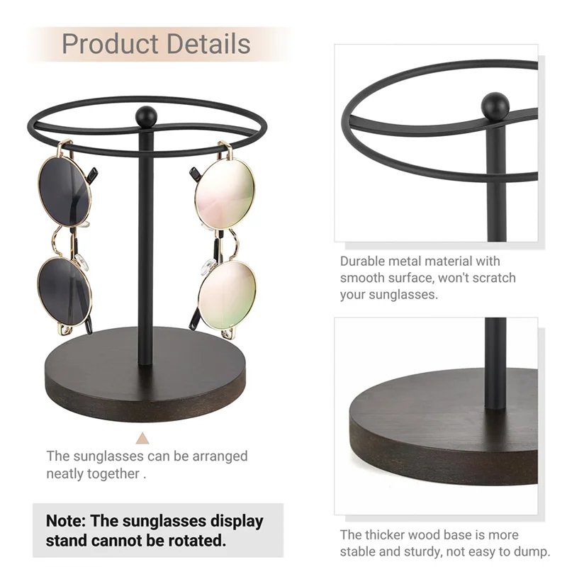 ABWP-Sunglasses Organizer Glasses Holder Stand Storage Display Eyeglasses Rack For Up To 12 Pairs Of Eyewear Glasses Black