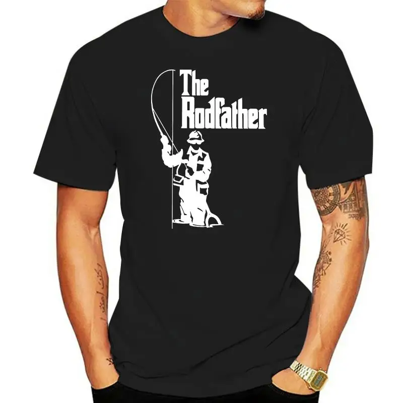 Men's T Shirts The Rodfather Fishing Awesome Short Sleeve Fisher Fisherman Tees Crew Neck Tops 100% Cotton Summer T-Shirt