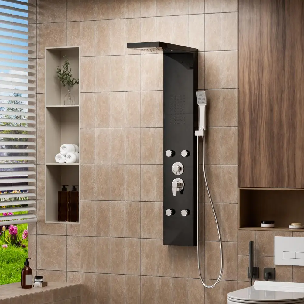 Shower Panels System With Adjustable Rainfall Shower Head, Bath Screen Shower Head Set, Gentle And Rain-like Spray Handheld