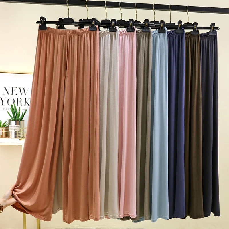 High Waist Wide Leg Casual Pants Women's Modal Thin Summer Outdoor Floor-Length Sun Protection Straight Tube Pants plus Size